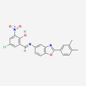 molecular formula C22H16ClN3O4 B11565287 4-chloro-2-[(E)-{[2-(3,4-dimethylphenyl)-1,3-benzoxazol-5-yl]imino}methyl]-6-nitrophenol 