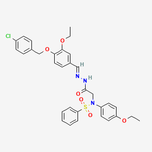 molecular formula C32H32ClN3O6S B11565308 N-({N'-[(E)-{4-[(4-Chlorophenyl)methoxy]-3-ethoxyphenyl}methylidene]hydrazinecarbonyl}methyl)-N-(4-ethoxyphenyl)benzenesulfonamide 