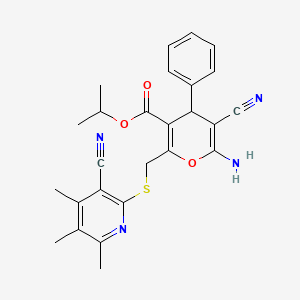 propan-2-yl 6-amino-5-cyano-2-{[(3-cyano-4,5,6-trimethylpyridin-2-yl)sulfanyl]methyl}-4-phenyl-4H-pyran-3-carboxylate