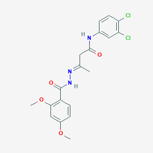 molecular formula C19H19Cl2N3O4 B11565364 (3E)-N-(3,4-dichlorophenyl)-3-{2-[(2,4-dimethoxyphenyl)carbonyl]hydrazinylidene}butanamide 