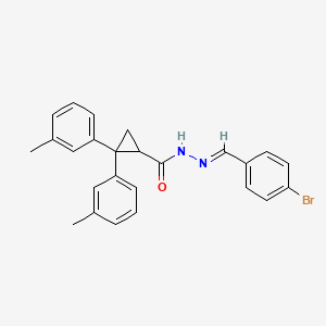 molecular formula C25H23BrN2O B11565405 N'-[(E)-(4-bromophenyl)methylidene]-2,2-bis(3-methylphenyl)cyclopropanecarbohydrazide 