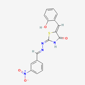 molecular formula C17H12N4O4S B11565434 (2E,5Z)-5-(2-hydroxybenzylidene)-2-[(2E)-(3-nitrobenzylidene)hydrazinylidene]-1,3-thiazolidin-4-one 