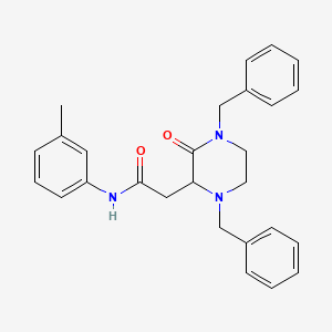 2-(1,4-dibenzyl-3-oxopiperazin-2-yl)-N-(3-methylphenyl)acetamide