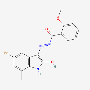 N'-[(3Z)-5-Bromo-7-methyl-2-oxo-2,3-dihydro-1H-indol-3-ylidene]-2-methoxybenzohydrazide