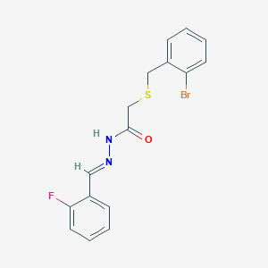 molecular formula C16H14BrFN2OS B11565520 2-[(2-bromobenzyl)sulfanyl]-N'-[(E)-(2-fluorophenyl)methylidene]acetohydrazide 