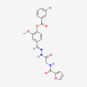 molecular formula C22H18BrN3O6 B11565549 4-[(E)-({2-[(Furan-2-YL)formamido]acetamido}imino)methyl]-2-methoxyphenyl 3-bromobenzoate 