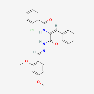 molecular formula C25H22ClN3O4 B11565556 2-Chloro-N-[(1E)-1-{N'-[(E)-(2,4-dimethoxyphenyl)methylidene]hydrazinecarbonyl}-2-phenyleth-1-EN-1-YL]benzamide 