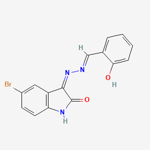 (3Z)-5-bromo-3-[(2E)-(2-hydroxybenzylidene)hydrazinylidene]-1,3-dihydro-2H-indol-2-one