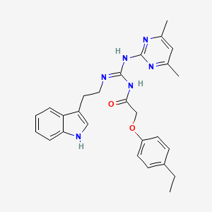 molecular formula C27H30N6O2 B11565582 N-[(Z)-[(4,6-dimethylpyrimidin-2-yl)amino]{[2-(1H-indol-3-yl)ethyl]amino}methylidene]-2-(4-ethylphenoxy)acetamide 