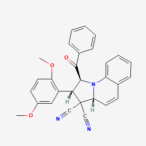 molecular formula C29H23N3O3 B11565592 (1S,2R,3aR)-2-(2,5-dimethoxyphenyl)-1-(phenylcarbonyl)-1,2-dihydropyrrolo[1,2-a]quinoline-3,3(3aH)-dicarbonitrile 