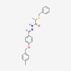 molecular formula C25H26N2O2S B11565642 2-(benzylsulfanyl)-N'-[(E)-{4-[(4-methylbenzyl)oxy]phenyl}methylidene]propanehydrazide 