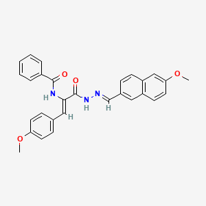 N-[(1Z)-3-{(2E)-2-[(6-methoxynaphthalen-2-yl)methylidene]hydrazinyl}-1-(4-methoxyphenyl)-3-oxoprop-1-en-2-yl]benzamide