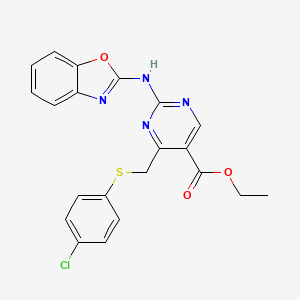 Ethyl 2-(1,3-benzoxazol-2-ylamino)-4-{[(4-chlorophenyl)sulfanyl]methyl}pyrimidine-5-carboxylate