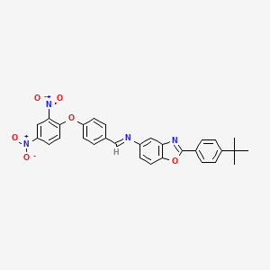 molecular formula C30H24N4O6 B11565707 2-(4-tert-butylphenyl)-N-{(E)-[4-(2,4-dinitrophenoxy)phenyl]methylidene}-1,3-benzoxazol-5-amine 