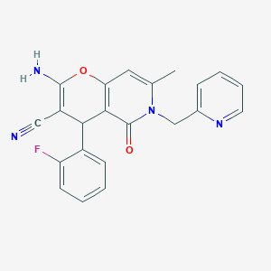 2-amino-4-(2-fluorophenyl)-7-methyl-5-oxo-6-(pyridin-2-ylmethyl)-5,6-dihydro-4H-pyrano[3,2-c]pyridine-3-carbonitrile