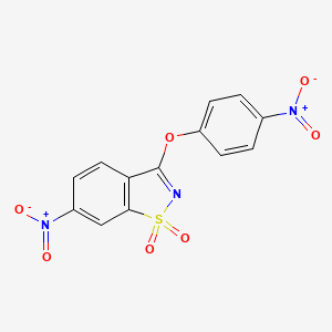 molecular formula C13H7N3O7S B11565756 6-Nitro-3-(4-nitrophenoxy)-1,2-benzothiazole 1,1-dioxide 