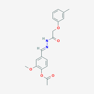 molecular formula C19H20N2O5 B11565789 2-methoxy-4-[(E)-{2-[(3-methylphenoxy)acetyl]hydrazinylidene}methyl]phenyl acetate 