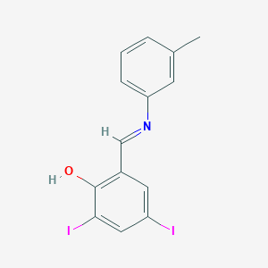 molecular formula C14H11I2NO B11565794 2,4-Diiodo-6-[(E)-[(3-methylphenyl)imino]methyl]phenol 