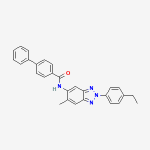 molecular formula C28H24N4O B11565796 N-[2-(4-ethylphenyl)-6-methyl-2H-benzotriazol-5-yl]biphenyl-4-carboxamide 