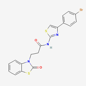 molecular formula C19H14BrN3O2S2 B11565800 N-[4-(4-bromophenyl)-1,3-thiazol-2-yl]-3-(2-oxo-1,3-benzothiazol-3(2H)-yl)propanamide 