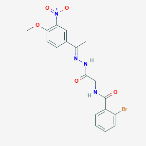 molecular formula C18H17BrN4O5 B11565805 2-Bromo-N-({N'-[(1E)-1-(4-methoxy-3-nitrophenyl)ethylidene]hydrazinecarbonyl}methyl)benzamide 