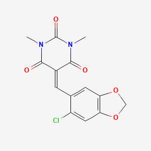 molecular formula C14H11ClN2O5 B11565809 5-[(6-chloro-1,3-benzodioxol-5-yl)methylidene]-1,3-dimethylpyrimidine-2,4,6(1H,3H,5H)-trione 