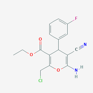 ethyl 6-amino-2-(chloromethyl)-5-cyano-4-(3-fluorophenyl)-4H-pyran-3-carboxylate