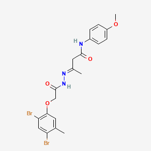 (3E)-3-{2-[(2,4-dibromo-5-methylphenoxy)acetyl]hydrazinylidene}-N-(4-methoxyphenyl)butanamide