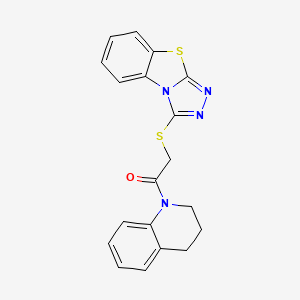 molecular formula C19H16N4OS2 B11565872 1-(3,4-dihydroquinolin-1(2H)-yl)-2-([1,2,4]triazolo[3,4-b][1,3]benzothiazol-3-ylsulfanyl)ethanone 