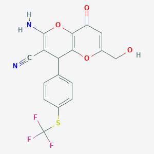 2-Amino-6-(hydroxymethyl)-8-oxo-4-{4-[(trifluoromethyl)sulfanyl]phenyl}-4,8-dihydropyrano[3,2-b]pyran-3-carbonitrile