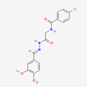 4-Chloro-N-(2-(2-(4-hydroxy-3-methoxybenzylidene)hydrazino)-2-oxoethyl)benzamide