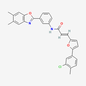 (2E)-3-[5-(3-chloro-4-methylphenyl)furan-2-yl]-N-[3-(5,6-dimethyl-1,3-benzoxazol-2-yl)phenyl]prop-2-enamide