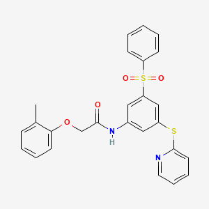 2-(2-methylphenoxy)-N-[3-(phenylsulfonyl)-5-(pyridin-2-ylsulfanyl)phenyl]acetamide