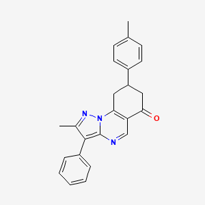 molecular formula C24H21N3O B11565919 2-methyl-8-(4-methylphenyl)-3-phenyl-8,9-dihydropyrazolo[1,5-a]quinazolin-6(7H)-one 