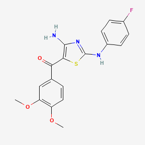 {4-Amino-2-[(4-fluorophenyl)amino]-1,3-thiazol-5-yl}(3,4-dimethoxyphenyl)methanone