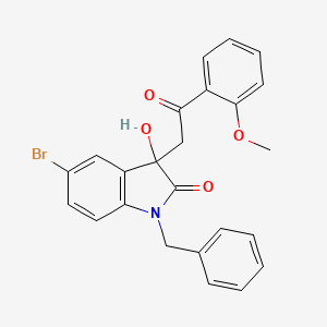 molecular formula C24H20BrNO4 B11566043 1-benzyl-5-bromo-3-hydroxy-3-[2-(2-methoxyphenyl)-2-oxoethyl]-1,3-dihydro-2H-indol-2-one 