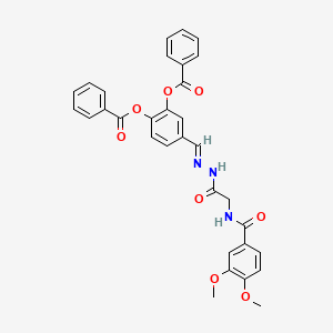 2-(Benzoyloxy)-4-[(E)-({2-[(3,4-dimethoxyphenyl)formamido]acetamido}imino)methyl]phenyl benzoate