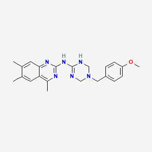 N-[5-(4-methoxybenzyl)-1,4,5,6-tetrahydro-1,3,5-triazin-2-yl]-4,6,7-trimethylquinazolin-2-amine