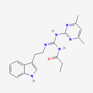 molecular formula C20H24N6O B11566075 N-[(Z)-[(4,6-dimethylpyrimidin-2-yl)amino]{[2-(1H-indol-3-yl)ethyl]amino}methylidene]propanamide 