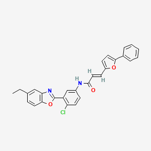 molecular formula C28H21ClN2O3 B11566078 (2E)-N-[4-chloro-3-(5-ethyl-1,3-benzoxazol-2-yl)phenyl]-3-(5-phenylfuran-2-yl)prop-2-enamide 