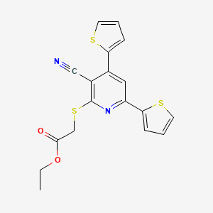 Ethyl {[3-cyano-4,6-di(thiophen-2-yl)pyridin-2-yl]sulfanyl}acetate