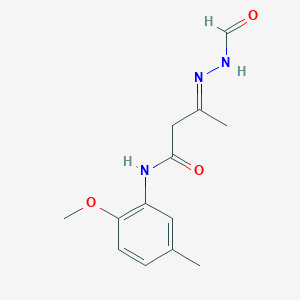 (3E)-3-(2-formylhydrazinylidene)-N-(2-methoxy-5-methylphenyl)butanamide