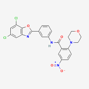 molecular formula C24H18Cl2N4O5 B11566164 N-[3-(5,7-dichloro-1,3-benzoxazol-2-yl)phenyl]-2-morpholin-4-yl-5-nitrobenzamide 