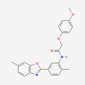 molecular formula C24H22N2O4 B11566208 2-(4-methoxyphenoxy)-N-[2-methyl-5-(6-methyl-1,3-benzoxazol-2-yl)phenyl]acetamide 