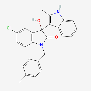 molecular formula C25H21ClN2O2 B11566210 5'-chloro-3'-hydroxy-2-methyl-1'-(4-methylbenzyl)-1',3'-dihydro-1H,2'H-3,3'-biindol-2'-one 