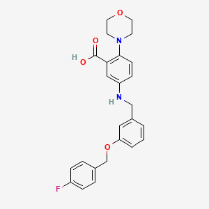 molecular formula C25H25FN2O4 B11566220 5-({3-[(4-Fluorobenzyl)oxy]benzyl}amino)-2-(morpholin-4-yl)benzoic acid 