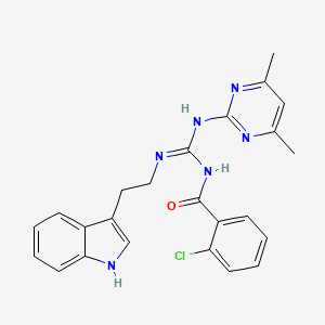 molecular formula C24H23ClN6O B11566255 2-chloro-N-[(Z)-[(4,6-dimethylpyrimidin-2-yl)amino]{[2-(1H-indol-3-yl)ethyl]amino}methylidene]benzamide 