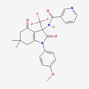 N-[1-(4-methoxyphenyl)-6,6-dimethyl-2,4-dioxo-3-(trifluoromethyl)-2,3,4,5,6,7-hexahydro-1H-indol-3-yl]pyridine-3-carboxamide