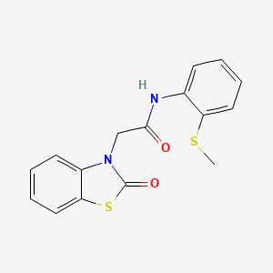 molecular formula C16H14N2O2S2 B11566323 N-[2-(methylsulfanyl)phenyl]-2-(2-oxo-1,3-benzothiazol-3(2H)-yl)acetamide 