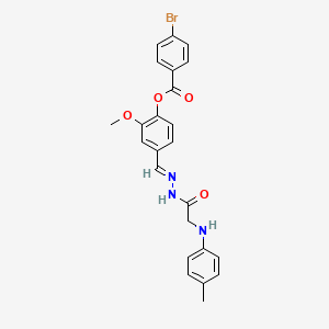 molecular formula C24H22BrN3O4 B11566331 2-Methoxy-4-[(E)-({2-[(4-methylphenyl)amino]acetamido}imino)methyl]phenyl 4-bromobenzoate 